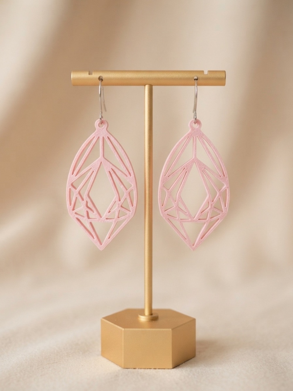 Pink Geometric Drop Earrings - Brand